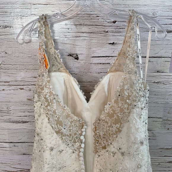 Stella York Beaded Mermaid Wedding Dress Size 12 - Picture 9 of 11